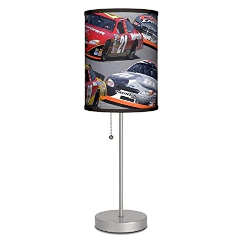 Lamp-In-A-Box Little Boys Table Lamp for Bedroom Decor, Racing Cars Printed Lampshade, Childrenʼs Gifts Cover