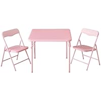 Heritage Kids Pink Kids Activity Table and Chair Set,3-Piece Furniture Set with 1 Square Table & 2 Folding Chairs, Playroom Table Set for Ages 3+