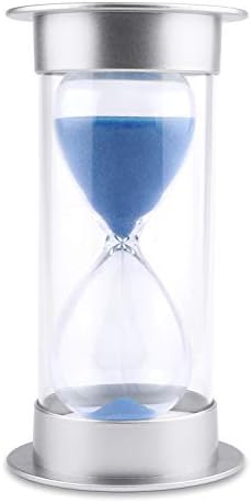 Hourglass Sand Timer 5/10/15/30/45/60 Minutes Sand Glass Timer for Romantic Mantel Office Desk Book Shelf Curio Cabinet Christmas Birthday Gift Kids Games Classroom Kitchen Home Dec (60 min, Blue)