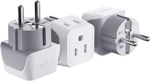 Image of Ceptics Belgium, Finland, Spain Travel Adapter Plug - Type E /F - European - 2 in 1 - Light Weight - Perfect for Cell Phones, Chargers, Cameras and More (3 Pack)