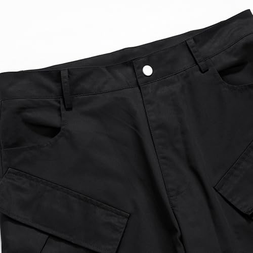 XYXIONGMAO Men's Casual Black Techwear Cargo Pants Baggy Sweatpants Multi-Pocket Streetwear Zipper Elastic Waist for Men3
