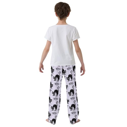 Funny Halloween Cat Light Purple Boys Pants for Kids Jogger Pants with Pockets S-XL3