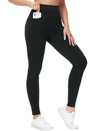 THE GYM PEOPLE Jeggings Damen Stretch High Waist Yogahose Bauchkontrolle Skinny Jeans Leggings mit Taschen