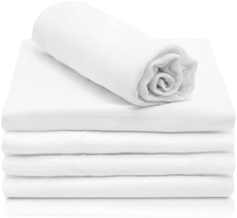 ZOLLNER 5er Set Musselin Spucktücher in 70x70 cm aus Baumwolle - hautfreundliche Mulltücher - besonders weich und extrem saugstark - waschbar bis 95°C - in weiß