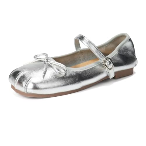 ChaiRong Zhou Women Bowknot Mary Jane Shoes Comfortable Round Toe Pu Leather Flats Buckle Strap Casual Ballet Party Dress Shoes