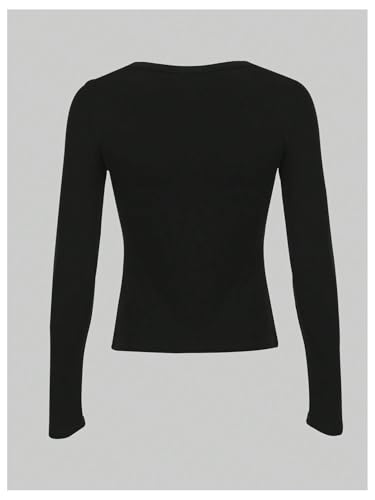 SOLY HUX Women's Long Sleeve Henley Shirts 3 Packs Button Down Scoop Neck Fitted Tees Tunic Tops3