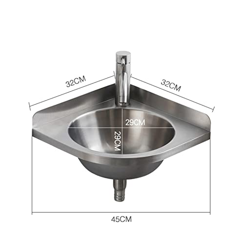 Jianfei Corner Sink,Bar Sink Triangle Wash Basin,Stainless Corner Sink Mini Vanity Space Kitchen Sink Basin For Bathroom Public Places (Color : Silver, Size : A(32X32X45Cm)) #TOP6