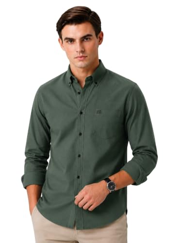 ADRO Men's Green Oxford Cotton Casual Shirt Laurel-Green - Image 2