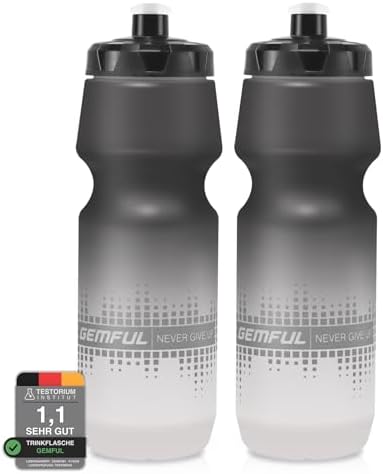 GEMFUL 750ml Trinkflasche Fahrrad 2er-Set Quetschbar Sport Trinkflasche | BPA-frei- Spülmaschinenfes geeignet zum Wandern,Radfahren, Schwimmen