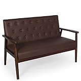 AILEEKISS Mid-Century Loveseats Sofa Couch 2 Seater Sofa Modern Faux Leather Retro Arms Loveseat...