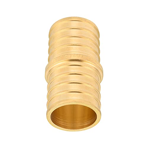 Image of (Pack of 20) EFIELD Barb Crimp Pex1-inch x 1-inch Straight Coupling Brass Fittings For Pex Tubing Connection, ASTM F1807,(PEX1807315)