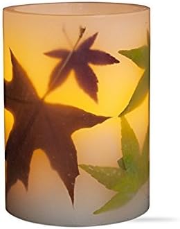 Tag 204908 Multi Harvest Autumn Leaf LED Pillar Candle, 4 x 3