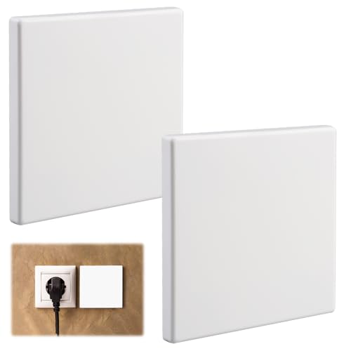 Lot de 2 Cache Prise Murale, 8.6x8.6 cm Obturateur Prise, Cache pour Prise Murale, Plaque Murale Vierge en Plastique, Cache-Prises Encastrées pour Prises Ou...