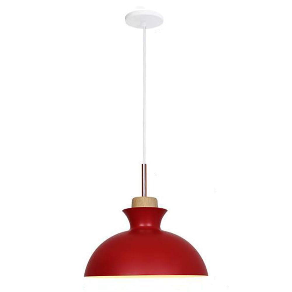 STVDEDG Macaron 11” Dome Pendant Light Nordic with Wood Hanging Lighting Fixtures Colorful Farmhouse Industrial Chandeliers Flush Mount Ceiling Chandelier Shade for Loft Coffee Kitchen Island