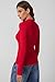 QINSEN V Neck Shirts for Women Long Sleeve Half Zipper Ribbed Knit Tee Shirts Slim Fit Going Out Tops Red L