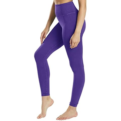 Ebifin Women's High Waisted Yoga Leggings Soft Gym Leggings Workout Activewear Leggings Stretchy Hollow Out Yoga Pants Purple S Cover