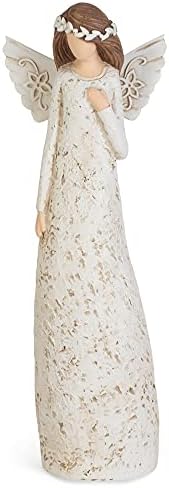 Estatueta de mesa decorativa de resina de anjo salpicado com cora...