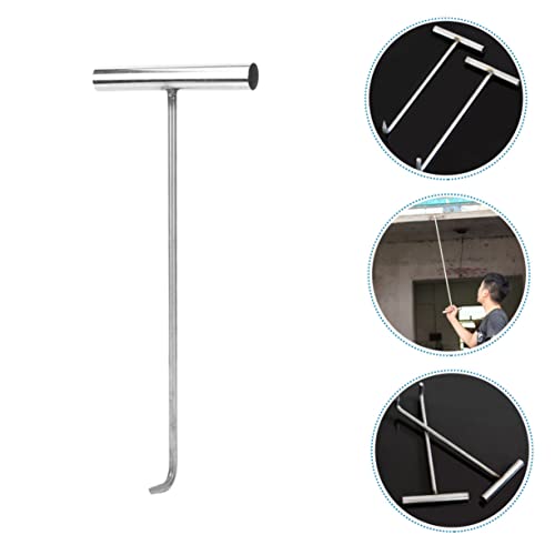 TIDTALEO T-Hook Hooks for Keys Ceiling Hook Home Tools All t Manhole Cover t Hook T Post Driver Stainless Steel Silver Rolling Doors Hook Heavy-Duty Hook Manhole Cover Lifter Tool Barbecue