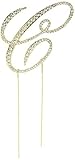 Unik Occasions Victorian Crystal Rhinestone Wedding Cake Topper, Large, Letter C, Gold