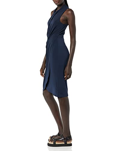 Image of Amazon Essentials Women's Sleeveless Faux Wrap Dress with Crossover Twist Neck