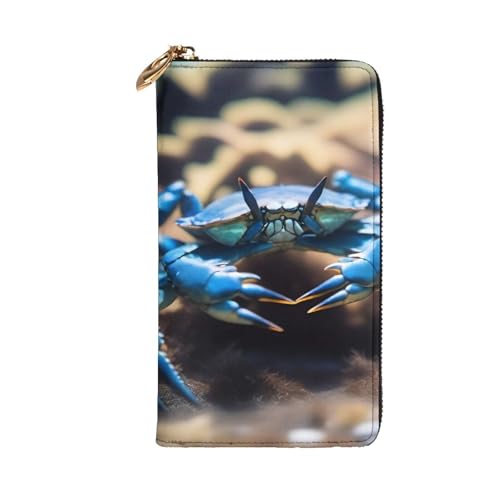 Leather Wallet - Stylish and Durable Wallet for Women with Multiple Compartments and Zipper Design Big Sea Blue Crab Picture2