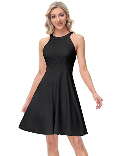 image for Kate Kasin Wedding Guest Dresses for Women Halter Sleeveless Short Por