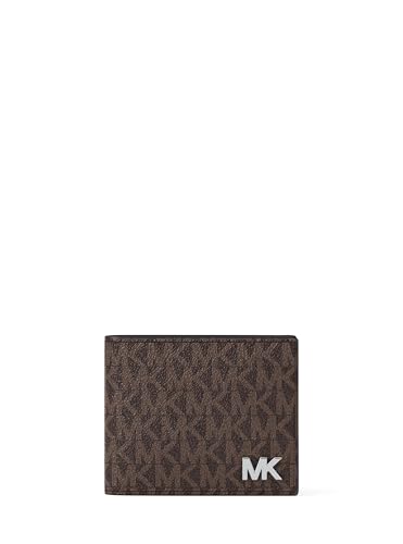Michael Kors Mens Slim Billfold Silver-Tone Tonal Hardware/MK Signature Black Brown/Black