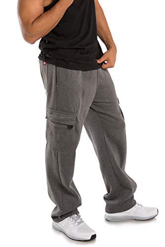 VIBES Men's Pro-Active Performance Fleece Cargo Sweatpants Relaxed Fit Bungee Cord Open Bottom3