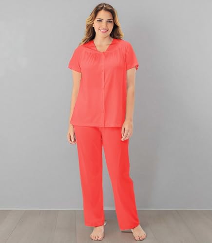 Image of Exquisite Form 90107 Women's Nylon Tricot Short Sleeve Matching Pajama Set