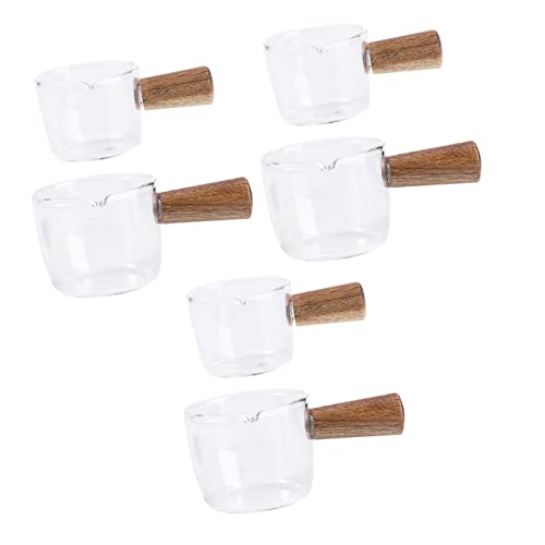 OQHAIR 2 Pezzi Vetro Trasparente Salsa tè Crema Ketchup Dimensioni brocca casseruola Ristorante Padella Piccolo Bastoncino scaldavivande Giapponese Schiuma e piattini Crema con Latte casa