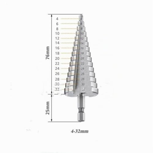 Miniatura 3 de Broca Escalonada Para Metal, Ø 4-32 Mm , Cónica Hss Profesional - Taladro Para Plástico Y Madera - Vástago De 6,35 Mm