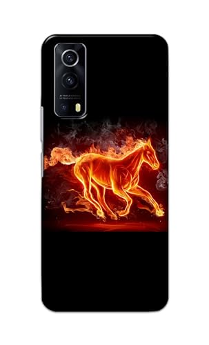 Image of PRINTFIDAA Printed Hard Back Cover Case for Vivo Y53S | Vivo IQOO Z3 Back Cover (Fiery Horse) -112