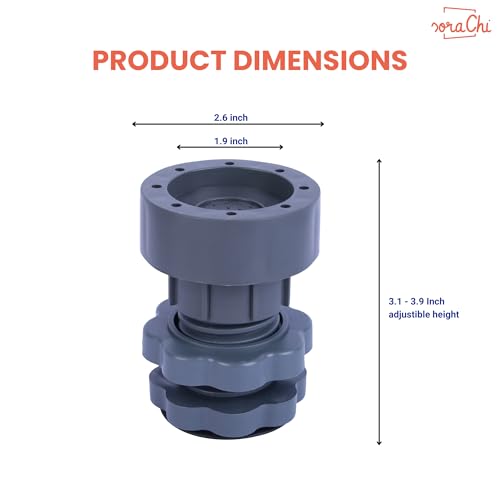 Image of SoraChi Washing Machine Stand Set of 4 Anti Vibration Pads | Elevated Plastic Feet Reduce Noise & Vibrations | Protects Against Water Damage Rust | for Front Load Top Load Semi Automatic (6.5x10cm)