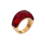 Bishilin Anillo de acero inoxidable delicado para mujer, anillo de boda redondo con cristal, adecuado para bodas, aniversarios y vacaciones, P 1/2, Acero inoxidable, No es una piedra preciosa