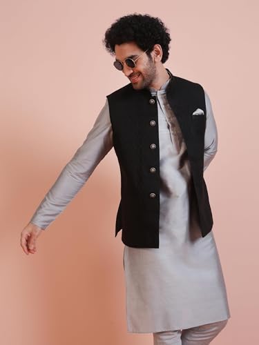 Image of KISAH Men's Jacket - Textured Silk Blend Jacquard - Indian Wedding Outfit for Men - Ideal for Weddings and Festivals