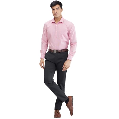 Image of Park Avenue Men's Slim Fit Structure Pattern Cotton Polyester Blend Semi Cutaway Collar Full Sleeve Formal Shirt