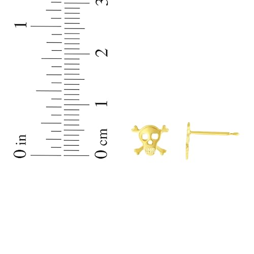 Floreo 14k Yellow Gold 6mm Skull Stud Earrings3
