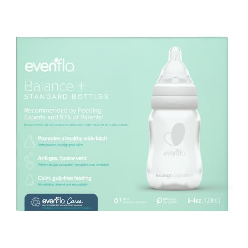 Image of Evenflo Feeding Premium Proflo Venting Balance Plus Standard Neck Baby, Newborn and Infant Bottles - Developed by Pediatric Feeding Specialists - 4 Ounce (Pack of 6)
