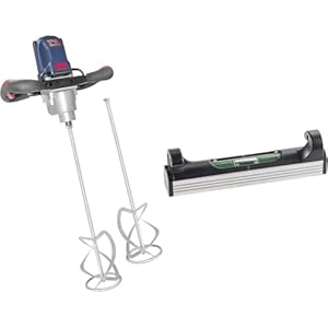 Güde 58048 roermachine GRW 1800 (opzetstuk 140 mm, 1800 W, soft-start-functie) & kwb Snoerwaterpas, 70 mm, licht, klein, met aluminium onderzijde, ideaal voor richtsnoer, in zwart/zilver, 0657-10