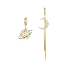 Gold Moon Saturn Earrings