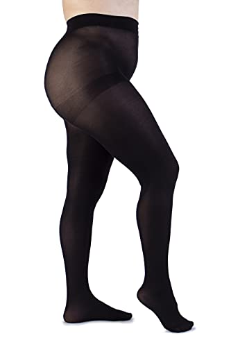 LEELA LAB Collant Curvy Taille Haute 90 Denier avec Fils Recyclé - Made in Italy (Black, 5) Cover