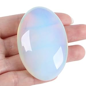 XIANNVXI 2.4″ Large Opal Crystal Stone Healing Crystal Polished Opal Gemstone 0.7″ Thick Palm Worry Crystal for Reiki Stress Relief Meditation Accessories 1PC