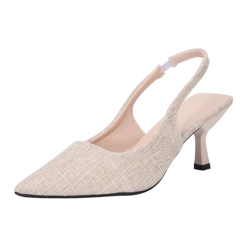 Women's Slingback Heels Pointed Toe Mid Heel Dress Shoes Pump Shoe