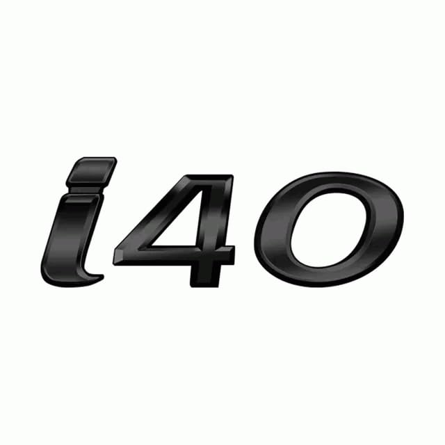 Emblema Adhesivo i40, Emblema i40, Insignia i40, Insignia Adhesiva i40, Apto para Maletero, Compatible con Hyundai, Aleación de Zinc, 103 mm x 40 mm, Negro Brillante