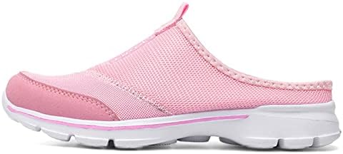 MizHome Women's Backless Walking Sneakers Summer Slip-on Mule Shoes Closed Toe Slippers Pink 8 | Image 1