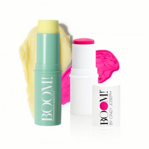 Boomstick GLO ® + Boomstick Peony Pink ™ Buildable Lip & Cheek Tint Makeup Sticks, Moisturizer Stick & Subtle Pink Shine – BOOM! by Cindy Joseph Cosmetics