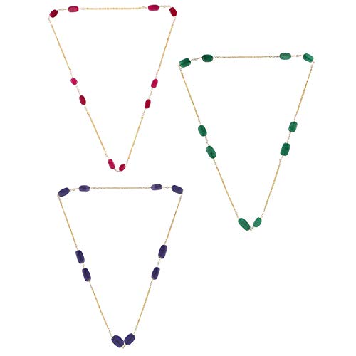 Efulgenz Pearl Chain Necklace Indian 14 K Gold Plated Red Faux Ruby Beads Strand Fashion Costume Jewelry