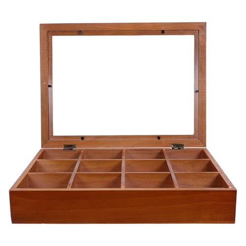 Vitrine de bureau en bois avec 12 compartiments de rangement fermés style vintage chic pour présentoir