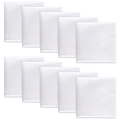 Tarpop 10 Pcs Pocket Squares for Men Silk Squares Pocket Suit Handkerchief for Groomsmen Wedding Party(White)