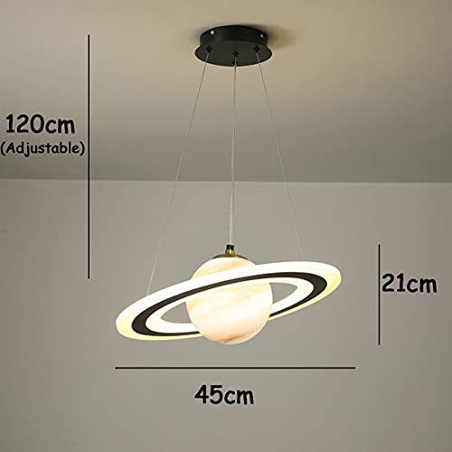DROMEZ Moderna Lampadario Pianeta 40W LED Bambini Dimmerabile Creativa Lampadario con Paralume Vetro Camera da Letto Rotonda Ragazzi Ragazze Lampada a Sospensione, 45CM - Image 5